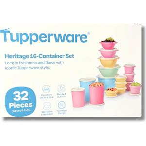 Tupperware Heritage Collection 16 Container Set with Lids. Food Storage Containers, Set of 32