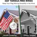 6 Ft Flagpole Kit with Solar Light and 3x5 American Flag, 1" Stainless Steel Flag Pole for Outside House, Wall Mounted, Adjustable Holder, Tangle-Free Rings, Silver, 36 LED