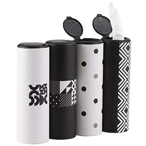 Car Tissue Holder with Facial Tissues Bulk - 4 PK Car Tissues Cylinder with Cap, Tissue Holder for Car, Travel Tissues for Car Cup Holder, Refill Car Tissue Box Round Container