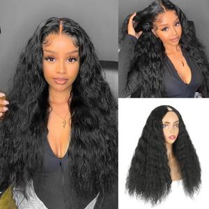 CINHOO Kinky Curly V Part Wigs for Black Women 22inch Upgrade U Part Wig Glueluss No Leave Out Wig Syntehtic Kinky Curly Half Wig Clip in V Shape Wigs for Women(1B#) CINHOO Kinky Curly V Part Wigs for Black Women 22inch Upgrade U Part Wig Glueluss No Leave Out Wig Syntehtic Kinky Curly Half Wig Clip in V Shape Wigs for Women(1B#)