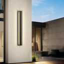 2 x LamQee 39.4 Inch Long Outdoor Wall Lights Modern Exterior Lighting Fixtures, 3000K 30W LED Linear Outdoor Wall Sconce, Contemporary Matte Black Outside Wall Mount Lights for House Garage Porch Patio