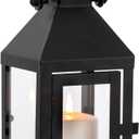Nuptio Garden Lanterns for Candles, 20cm/7.87in Tall Vintage Style Pillar Candle Holder, Metal Halloween Candle Holders, Hanging Decorative Candle Lanterns for Wedding Christmas Parties Indoor Outdoor (Small, Black)