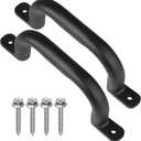 10" Black Playground Safety Handles 2 Pack, Metal Swing Set Handles, Climbing Frame Hand Grips for Treehouse, Jungle Gym