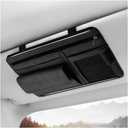 Car Sun Visor Organizer, Suede Leather Visor Glasses Storage Pocket Net Zipper Card Holder, Multi-Pocket Visor Sunglasses Organizer for Document Registration License Pen (Black)