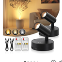 Spotlight Indoor, Wireless Uplighting Indoor with Remote Dimmable, 350° Rotate, Battery Powered Ceiling Spotlight for Artwork Christmas Tree Plant Painting Picture Lights, 2 Pack