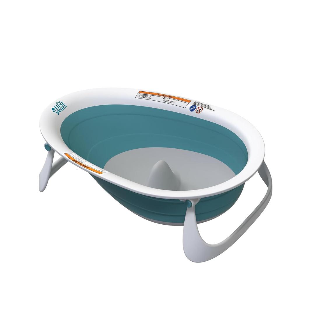 The First Years Sure Comfort Collapsible Baby Bathtub - 2-Position Grow with Me Design - Lightweight and Portable Travel Bathtub for Baby - Ages 0 to 18 Months