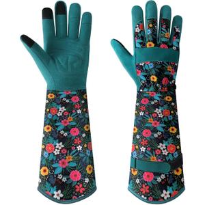Trifabricy Gardening Gloves for Women, Breathable leather Garden Gloves with Grip, Thorn-Proof Puncture-Resistant Work Gloves (Dark Green - Multiflower)