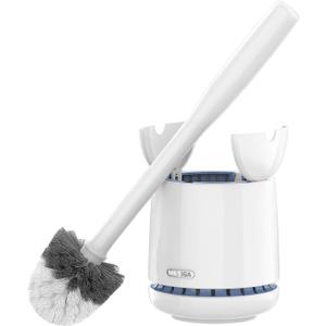 MR.SIGA Toilet Bowl Brush and Holder, Premium Quality, with Solid Handle and Durable Bristles for Bathroom Cleaning, White, 1 Pack
