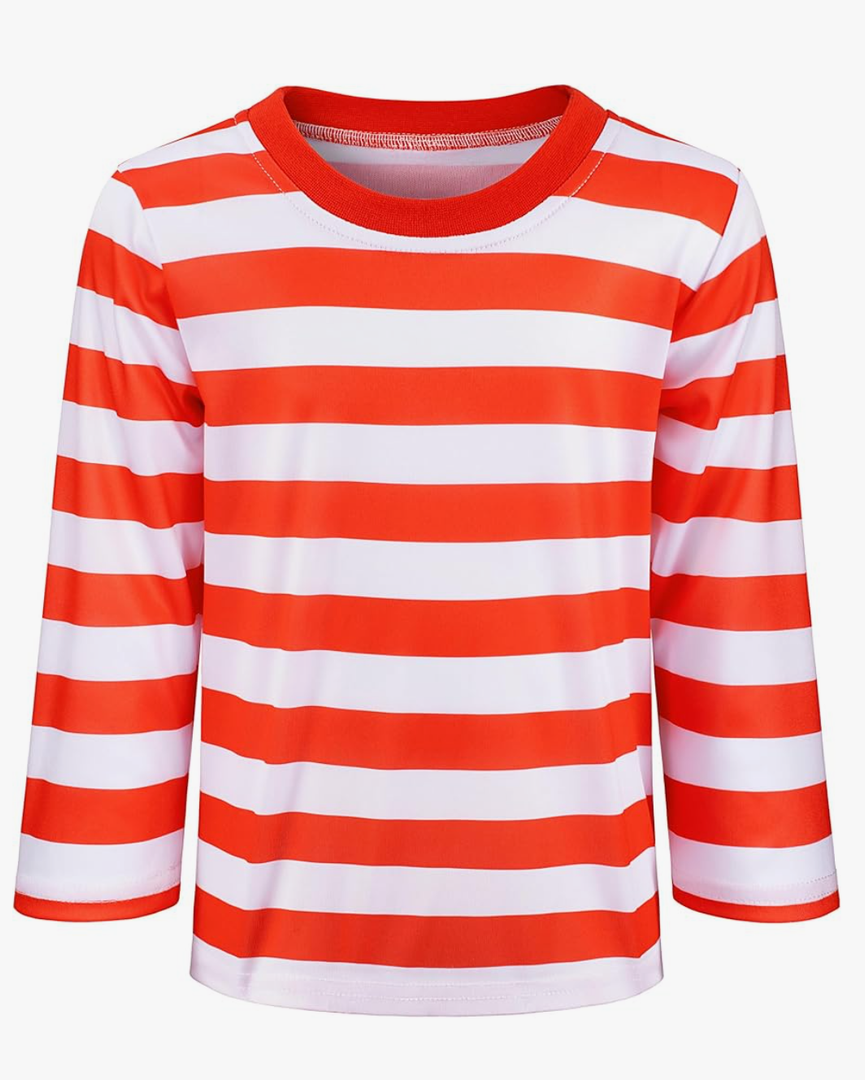 Kids Costume Shirt Boy Girls Short Sleeve Striped Top Halloween Cosplay 7-8 Years