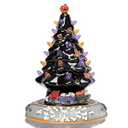 Halloween Decorations, Village House Figurine with Musical Electric Train and Multi-Color LED Light Skull Ghost Collectible Halloween Buildings Statues for Party Indoor Decor