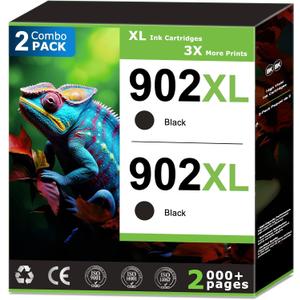 902XL Black Ink Cartridges Compatible With HP 902 Black Ink (2 Pack) Compatible with HP OfficeJet Pro 6968 6978 6950 6958 6979 6962 6956 6960 6970 6975 Printer High Yield Updated with V19.8.1 Chip