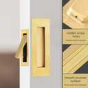 Pocket Door Handles and Edge Pull Brushed Brass, 6Inch Handles Hardware Latch,Recessed Finger Flush Pulls,for Closet,Sliding,Barn Door