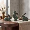 Gerrii Large Easter Bunny Decor 3 Pcs Rabbit Figurines - 5.9" Vintage Resin Bunny Statues for Home Spring Decor Tabletop Centerpiece Farmhouse Indoor Decoration Gift(Bronze)