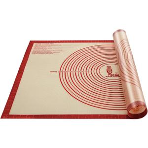 Non-slip Silicone Pastry Mat Extra Large with Measurements 36''By 24'' for Baking Mat, Counter/Dough Rolling/Oven Liner/Fondant/Pie Crust（Red）