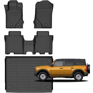 for Ford Bronco Floor Mats 4 Door 2021 2022 2023 2024 2025,Car Mats for Ford Bronco 4Door (Not Sport Models) All Weather Floor Mats Cargo Liner Accessories Anti-Slip Car Mat 2021-2025