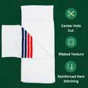 Golf Guys The Tour Towel | Large 19" x 44" Golf Caddy Towel, Terry Cloth, Absorbent, White W/Red Stripes & Navy Stripes