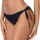 Women's Swim Bottom Tie Side Bikini Bottom Tankini Swimsuit Briefs (Black, S)