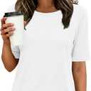 ANRABESS Womens Half Sleeve Tops Crewneck Shirts Basic Fit Tee Trendy 2026 Spring Summer Business Casual T-Shirts (White, XL)