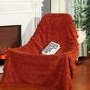 Jacquard Boho Fleece Throw Blanket-Cozy Fluffy Soft Lightweight Fuzzy Fall Blanket for Sofa, Couch, Bed, Chair & Car, Gifts for Teen Girls, Women & Men, Home and Dorm Decor, Rust Red, 50" x 70"