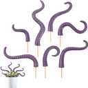 4Pcs Octopus Tentacle Plant Stakes Glow in The Dark Resin Luminescent at Night Decorative Garden for Halloween, Funny Ornaments Octopus Weird Home Decor Supplies Potted Plants Indoor Outdoor (Purple)