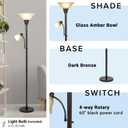 Catalina Lighting 18223-002 Transitional Uplight Floor Lamp with Reading Light, Standing Lamp, Living Room Light, LED Bulb NOT Included,71", Dark Bronze