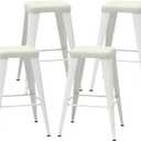 Bar Stools Set of 4, 26" Counter Height Bar Stools Backless, Upholstered Bar Stools with Metal Legs for Kitchen Island, Study Room, Cafe, White