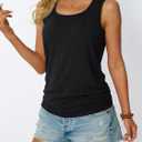 AUTOMET Women's Tank Tops 2026 Square Neck Ruched Sleeveless Summer Casual Basic Tops for Vacation Daily Wear Trendy, Large