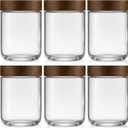 16oz 6 Pack Overnight Oats Containers with Lids, Glass Mason Jars with Acacia Wood Airtight Lids, Wide Mouth Meal Prep Storage Jars for Yogurt, Chia Pudding, Salad, Parfait, Snacks, Spice