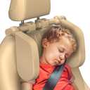 Adjustable Car Headrest Pillow, Road Pal Headrest, U-Shaped Travel Sleeping Pillow for Kids & Adults, Head Neck Support Only Suitable for Car Seat Headrest with Poles, Khaki