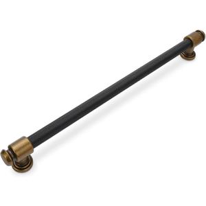 10 Pack 10 inch(254mm) Black and Antique Brass Kitchen Cabinet Handles Knurled Cabinet Pulls Black Drawer Pulls Kitchen Cabinet Hardware