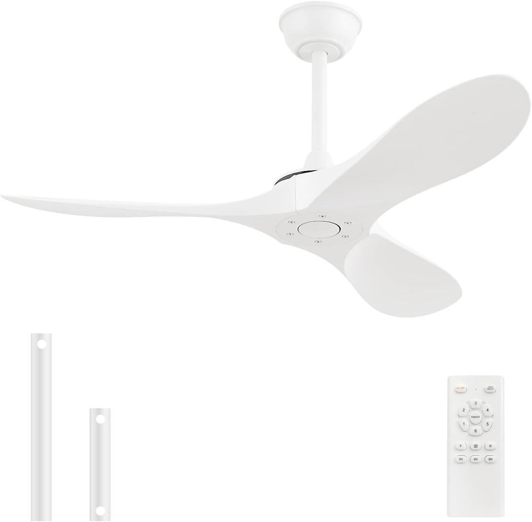 YJFAN 42'' Ceiling Fan no Light,Outdoor Ceiling Fan with Remote Control,3 Plastic Blades with White Finish, Suitable for Outdoor Patio,Porch,Living Room