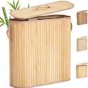 Bamboo Toilet Paper Storage Basket with Lid & Handle - 32L Large Capacity Handwoven Bathroom Organizer for 16 Rolls - Sturdy Stand Holder for Toilet Paper Organization, Natural (Medium)