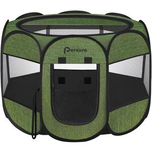 Dog Cat Playpen Indoor Outdoor for Puppy Pet Recovery After Surgery, Dog Tent Crates Cage Indoor/Outdoor, Portable Pop Up Dog Kennel with Carrying Case for Travel (Premium Green, Large)