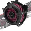 Air Cleaner Filter Aluminum Fit for Harley Touring Road King Street Glide Softail Sportster Dyna (Black Housing Red Element, B For Touring 00-07,Softail 00-15,Dyna 00-17)
