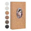 RECUTMS Photo Album 4x6 300 Photos, Retro Leather Cover with Oval DIY Front Window for Wedding Family Leather Cover Picture Albums Holds 300 Vertical 4x6 Photos (Orange)