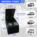 Universal Truck Seat Organizer with Cup Holders, Rear Bench Seat Center Consoles with Armrest Middle Storage Box, Padded Top Lid for Armrest, Black