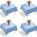 Entisn 4 Pack Baby Blue Satin Tablecloth 54 x 54 Inches Table Cloth, Square Silky Tablecloth Smooth Table Cover Decoration for Wedding Party Holiday Dinner