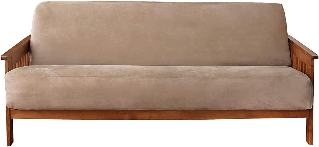 SureFit Home Dcor Soft Suede Futon Slipcover, Polyester, Machine Washable, One Piece, Taupe Color