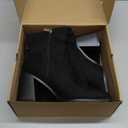 Coutgo Women's Knee High Boots Wide Calf Square Toe Chunky Heeled Pull-on Boot (10)