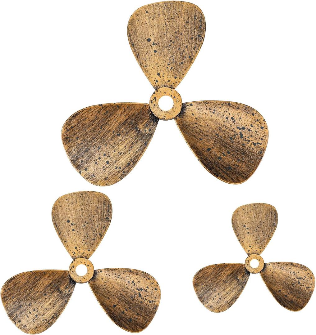 Gisafai 3 Pcs Metal Nautical Ship Propeller Wall Decor Nautical Wall Art Decorative Boat Plane Propeller Rustic Vintage Decor for Home Ship Airplane