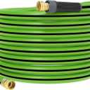 Hybrid Hose 100ft x 5/8", Short Garden Water Hose Heavy Duty, Flexible, Lightweight Hybrid Water Hose with Swivel Handle,3/4'' Brass Fittings, Available For Reel Cart Backyard Burst 500 PSI (Green)