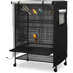 Universal Bird Cage Cover, Dark Colored Drape for Animal Crate, Waterproof & Washable Night Cover for Cages, Distraction and Light Eliminator for Mink, Totoro, Parakeets, Parrot (XL - 38L23W51H)