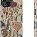 DEENAKIN for iPhone 15 Case - Wireless Charging Compatible - Dual-Layer Hard Shell & Silicone Cover - Shockproof Protective Phone Case with Trendy Cute Designs for Women - Serene Floral Artwork