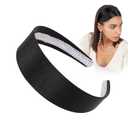 2 x Ivyu Black Headband Wide headbands for Women - 70s Headband Halloween Satin Headbands for Adults Girls 60s headband Hard Head Bands