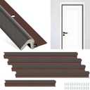 Yuntau 5 Pcs Screw on Door Weather Stripping 42" 36" Weather Stripping Door Seal with Aluminum Carrier and Foam Gasket Exterior Weatherstripping V Shaped Soundproof Seal for Sides and Top (Brown)