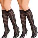 Avidlove Women's Lace Thin Socks Fishnet Knee High Socks Hollow out Calf Socks Summer (Black), One Size