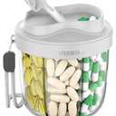 Pill Organizer with 7 Compartments, Pill Box Case for Holding 7 Different Vitamins, Anti-Mix Design for Easy Medication Retrieval. Travel Pill Organizer with 20 Labels. Pill Container (Cool Gray)