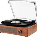 Vinyl Record Player Bluetooth Turntable with 2 Built-in Speakers 3-Speed Vintage LP Player, Support Bluetooth in RCA Out Aux in Headphone Jack
