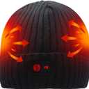 Svpro Battery Heated Beanie Hat - Rechargeable Warm Winter Cap (One Size, Black Striped Hat)