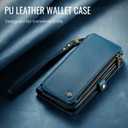 Defencase Compatible with iPhone 17 Pro Case Wallet with RFID Blocking Card Holder for Women Men, Fashion PU Leather Magnetic Snap Flip Zipper Strap Wallet Phone Case for iPhone 17 Pro 6.3", Dark Blue